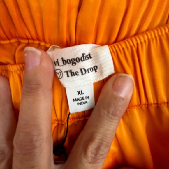 The Drop Women's Orange High Waist Cargo Pants Elastic Waistband Drawstring XL - Picture 6 of 10